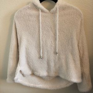 White fuzzy hoodie